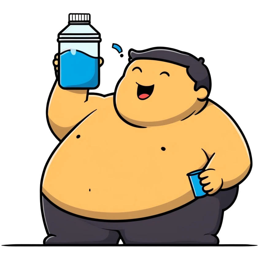 Fat man drinking  emoji