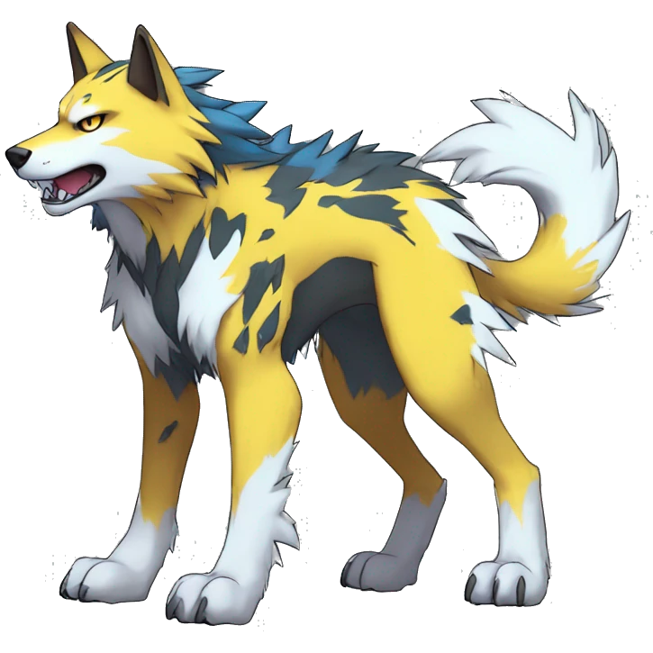  Cool Edgy Colorful Digimon-Fakemon-Wolf with edgy markings full body emoji