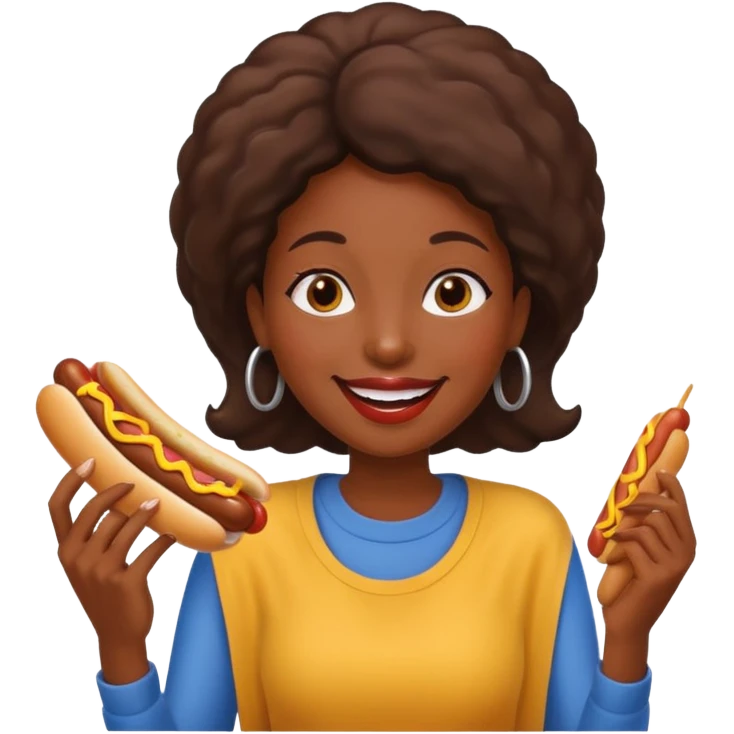 black woman eating hot dog  emoji