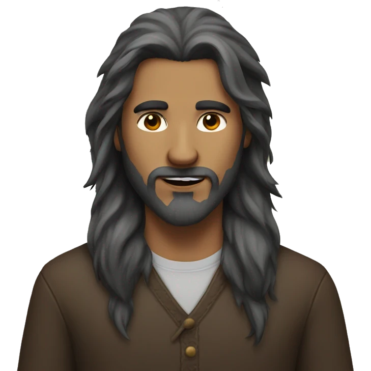 half man half wolf with a brown beard and long hair emoji