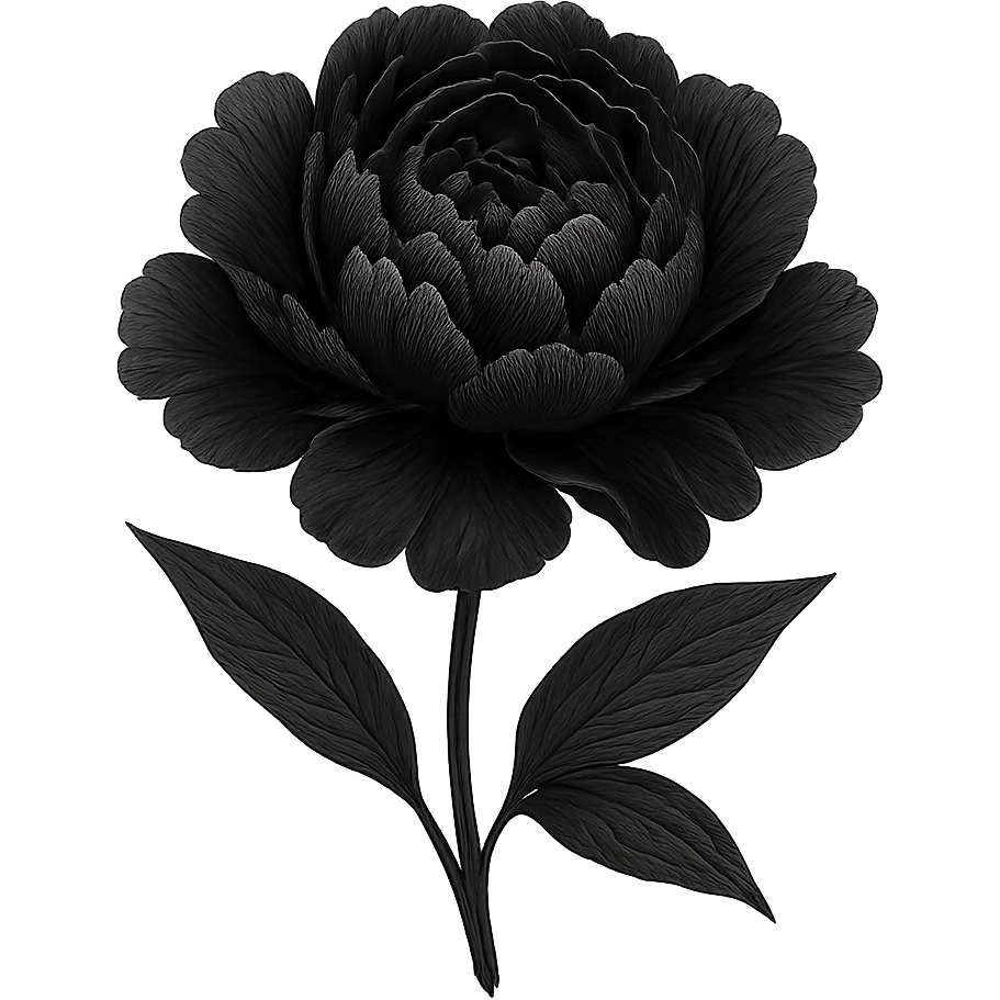 goth black peony, no background emoji