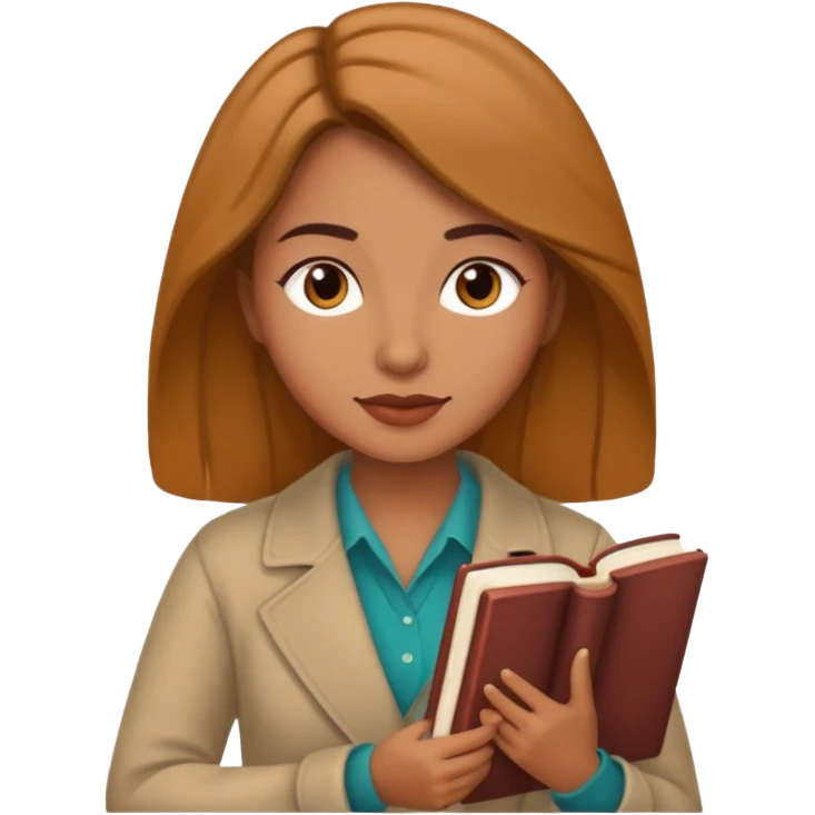 An emoji of a woman, a writer, aspiring novelist, with a book, a novel and storyteller emoji