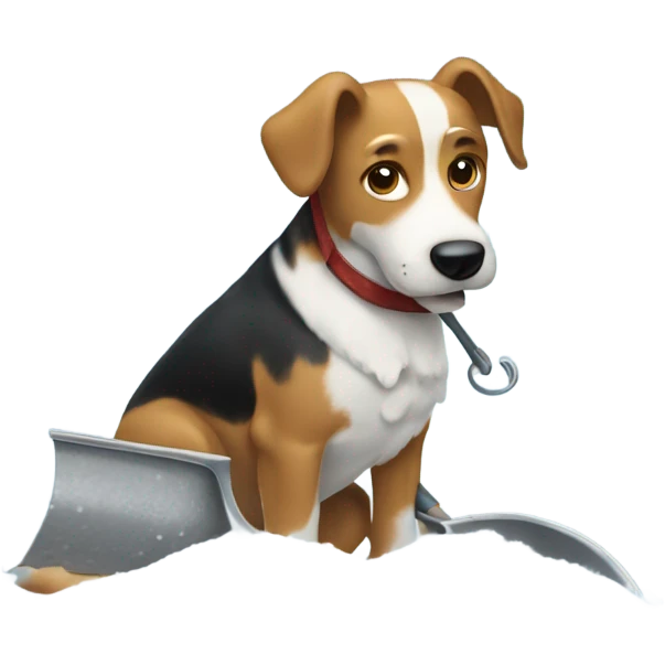 Dog shoveling snow emoji