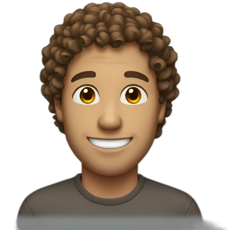 Guy with curly brown hair smiling emoji