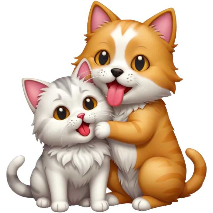 cat licking a dog emoji