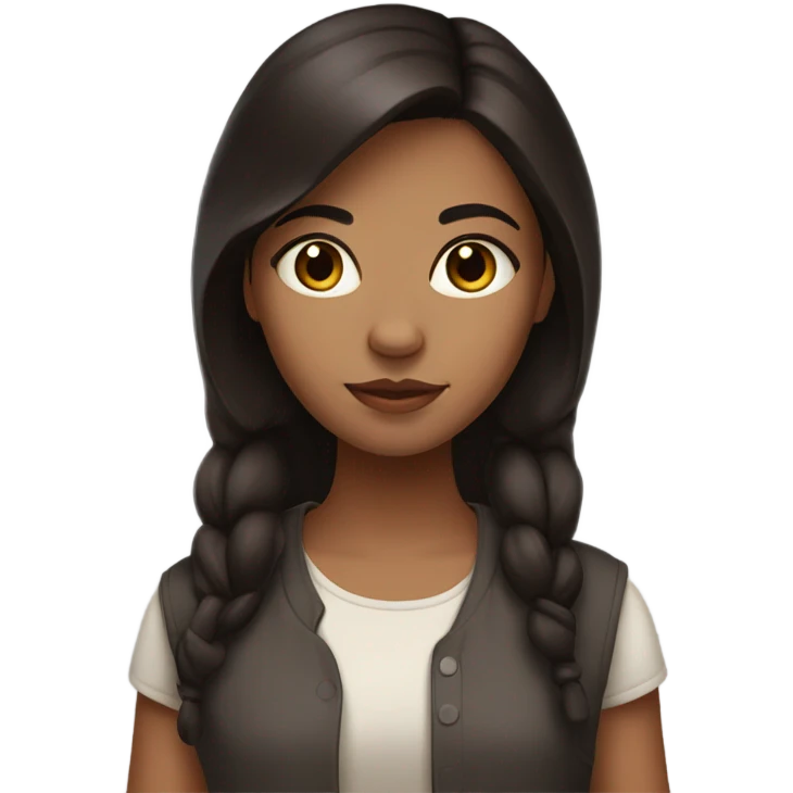 Dark brown haired girl with calico eyes emoji