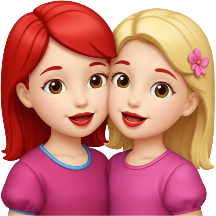 two little gals kissing on the lips emoji