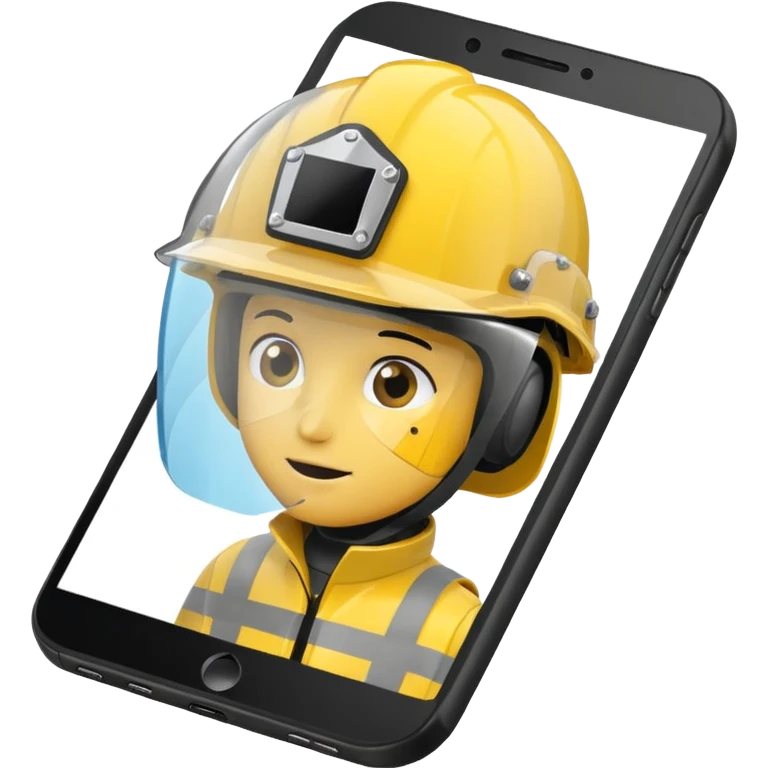 Smartphone  with protect helmet emoji
