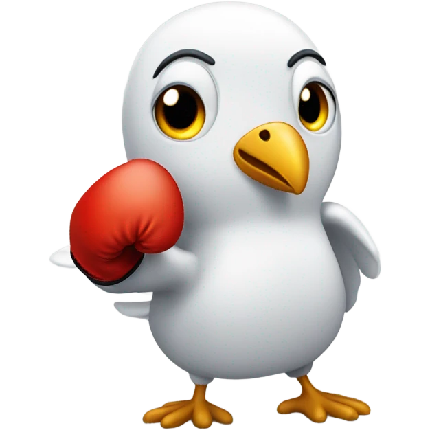 An dove wearing boxing gloves, ready for a fight, with a serious expression. emoji