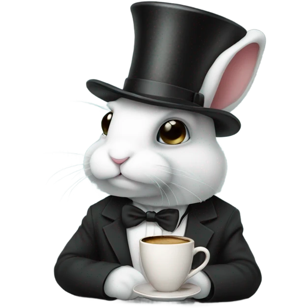 sad bunny with coffee and a tophat emoji