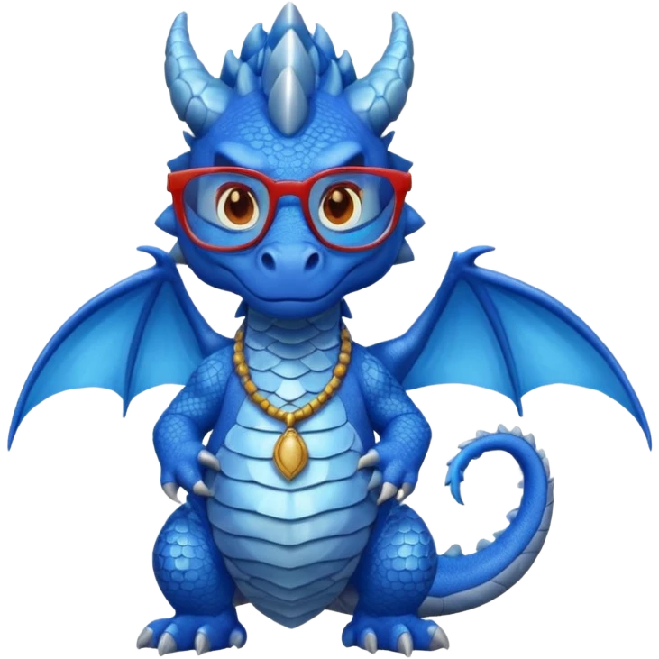 blue dragon with shirt and glasses emoji