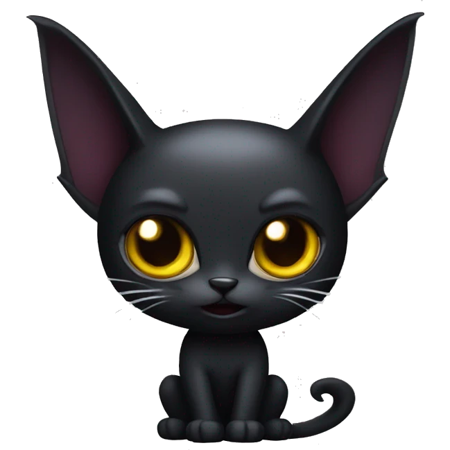 Black-Vampire-Batty-Cat-Fakémon-Cat With Bat-wings as ears  emoji