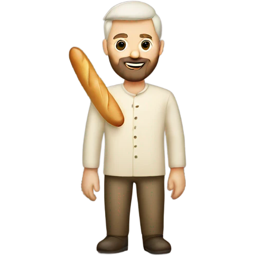 Gay white man with a beard with a baguette  emoji