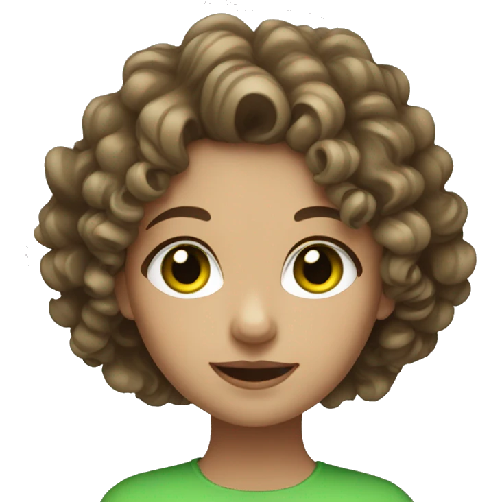 light brunette girl with curly hair and green eyes emoji