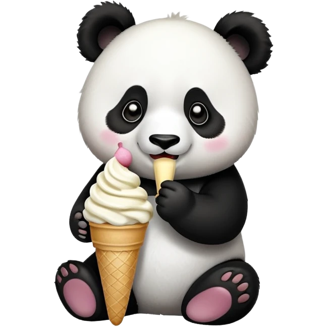 Panda eating ice cream emoji