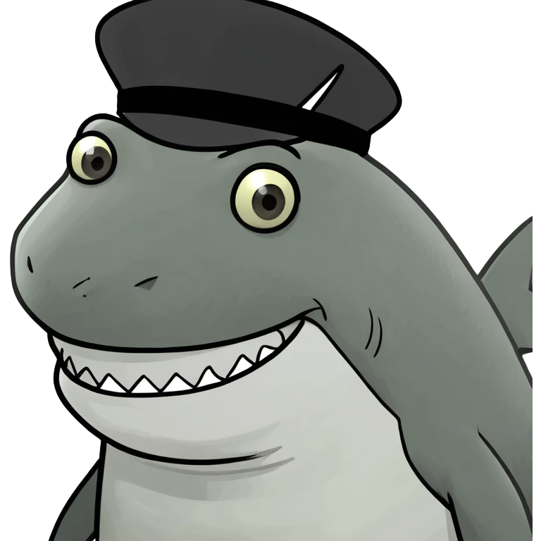 Shark with a top hat emoji