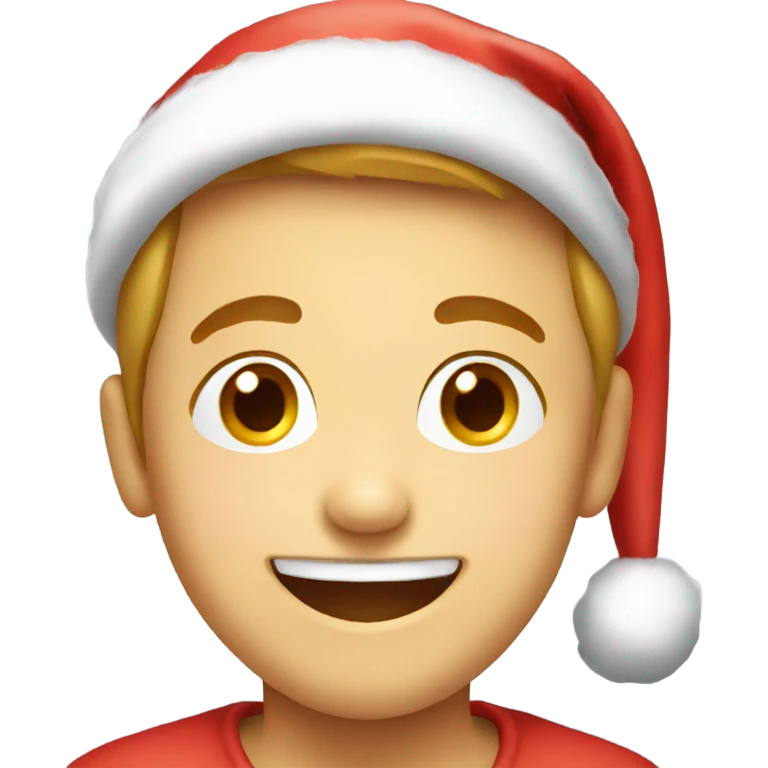 smiling boy in santa hat emoji