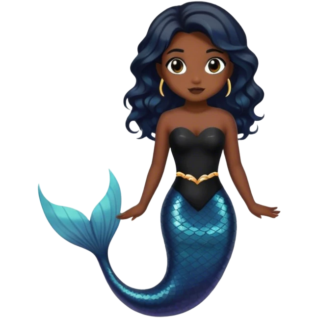 a girl with black Mermaid dress emoji