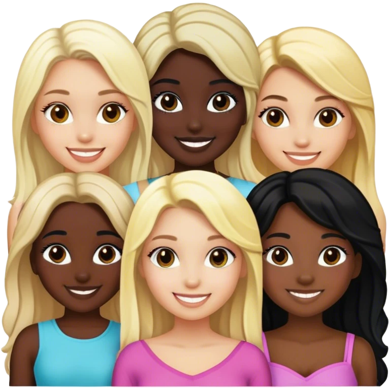 One black girl one white blonde girl and two Latinas emoji