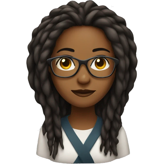  Black woman  wearing glasses with long dreadlocks emoji