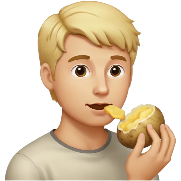 Blonde man eating potato emoji
