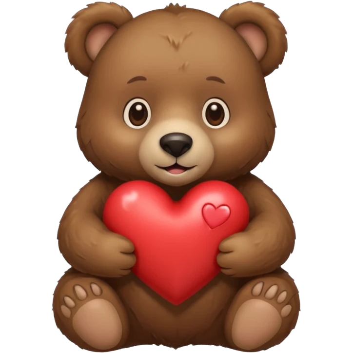 Make a bear holding a heart emoji