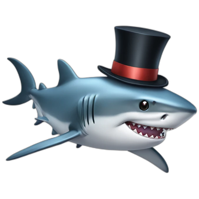 Shark with a top hat emoji
