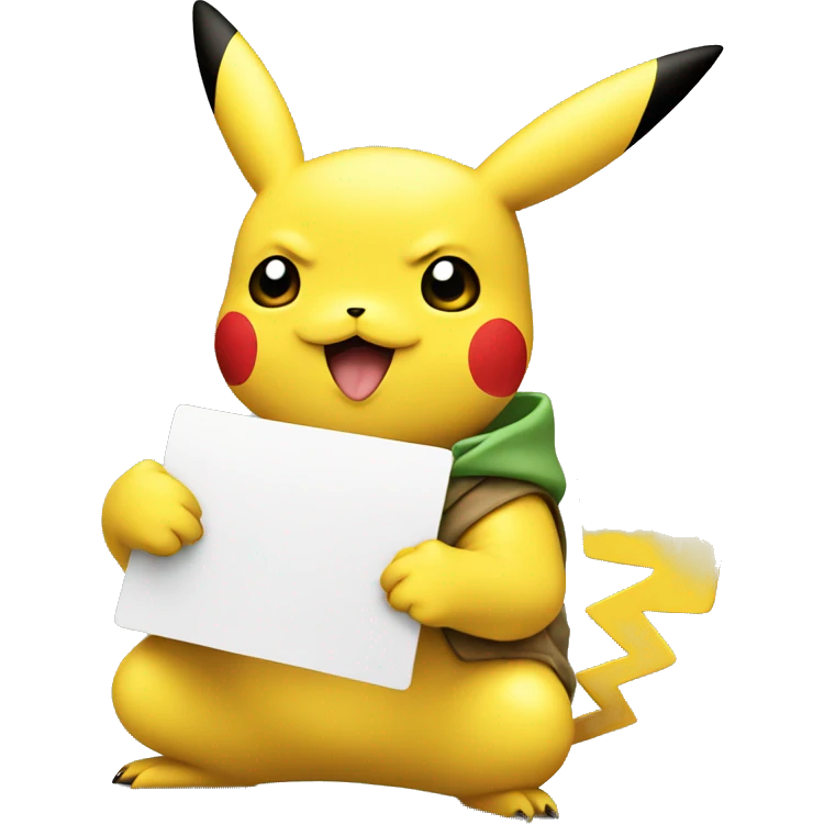 Pikachu holding a card  emoji