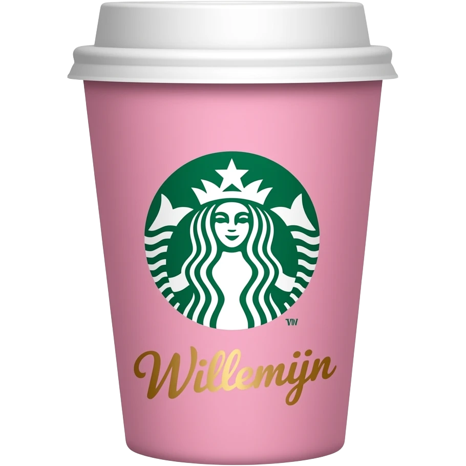 Starbucks pink cup with the logo and my name Willemijn in gold letters emoji