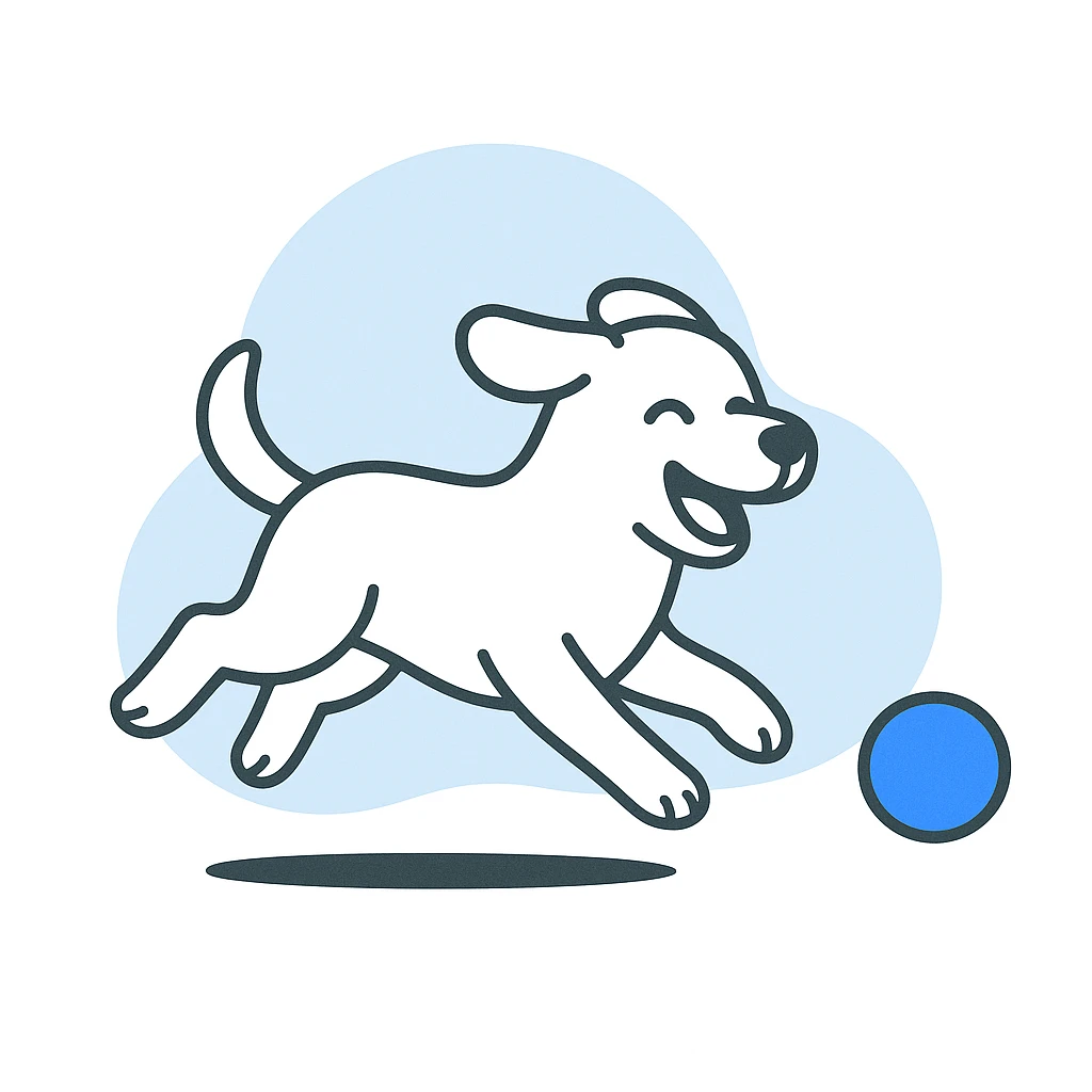 happy dog running after ball emoji