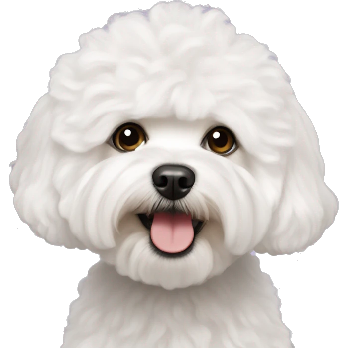 White maltipoo with big Afro emoji