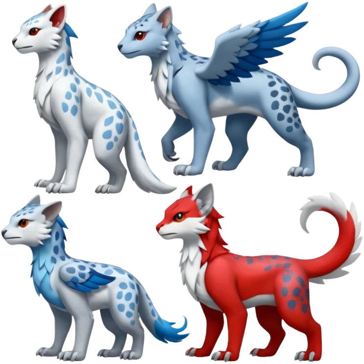 Trico-Snow-Leopard-Gryphon-Latias-Nargacuga-Silvally-fusion-creature (full body) emoji