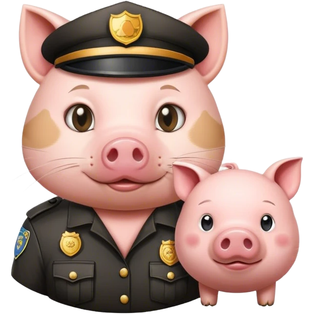A cat arresting a pig emoji