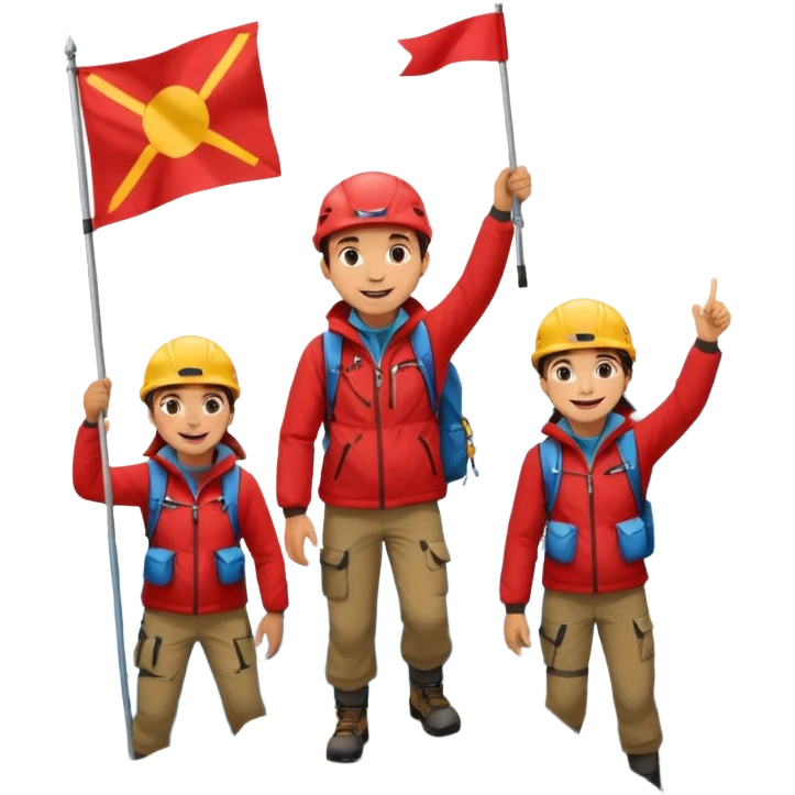 guide with flag in Mountain Climbing Team emoji