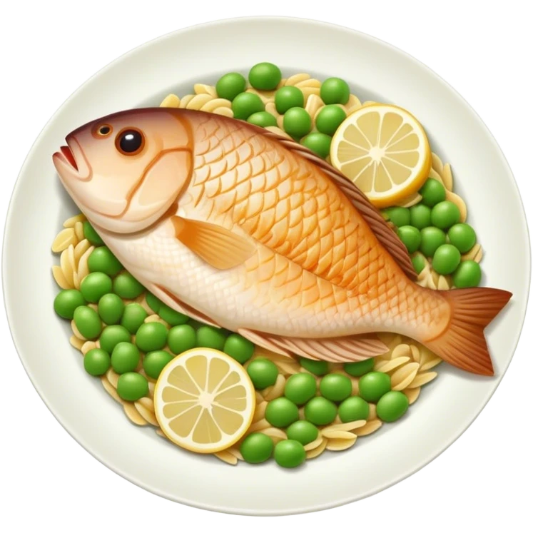 Tilapia with orzo peas and potato emoji
