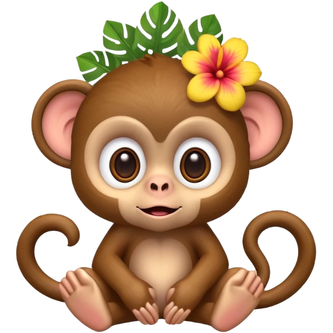 exotic monkey character, tropical vibe, cute expression, 3D cartoon, mobile game icon style, clean background, no text, no watermark
 emoji
