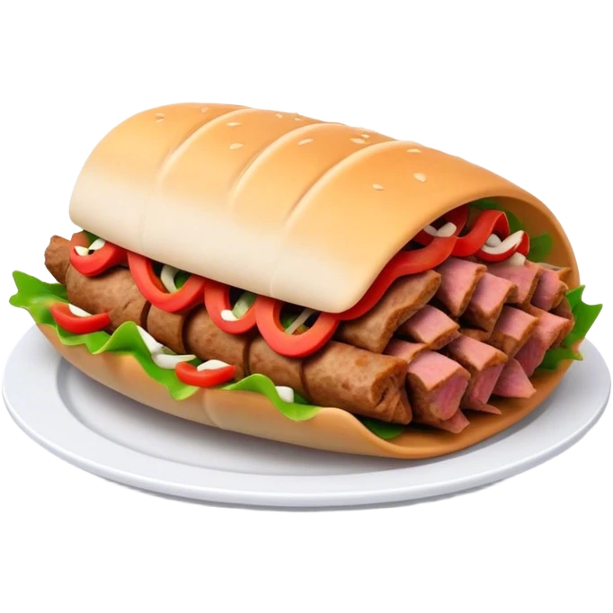 Cinematic Realistic Doner Kebab Dish Emoji, showcasing succulent, spiced meat shaved from a rotating spit rendered with lifelike detail and dynamic, appetizing lighting. emoji