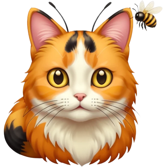 Cat with a bee emoji