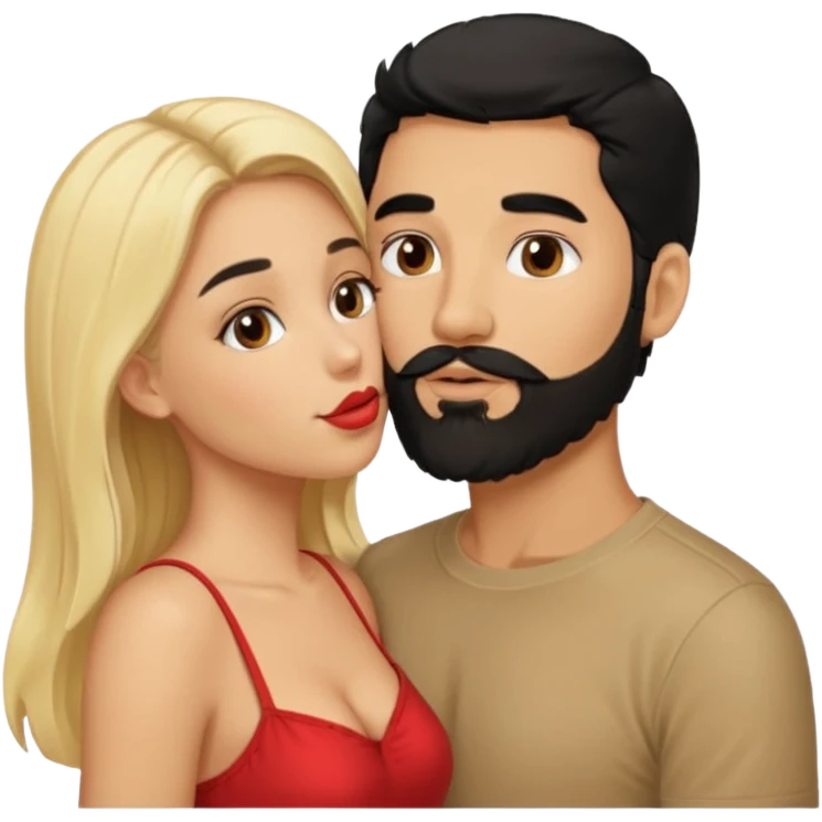 Puerto Rican man black hair beard with southern blonde girl kissing  emoji