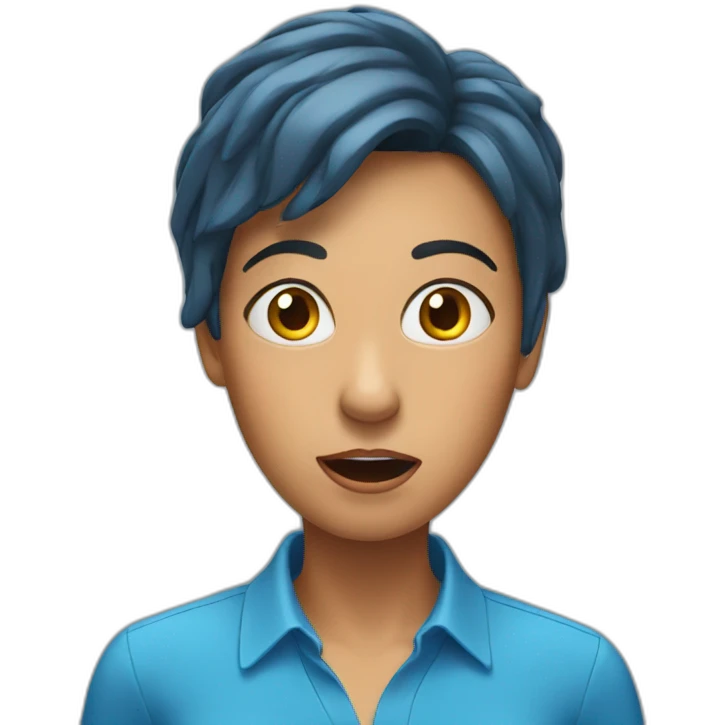 surprised woman with blue shirt emoji