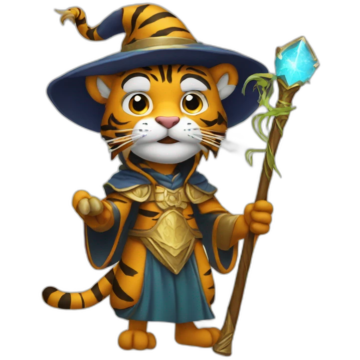 tiger wizard with staff emoji
