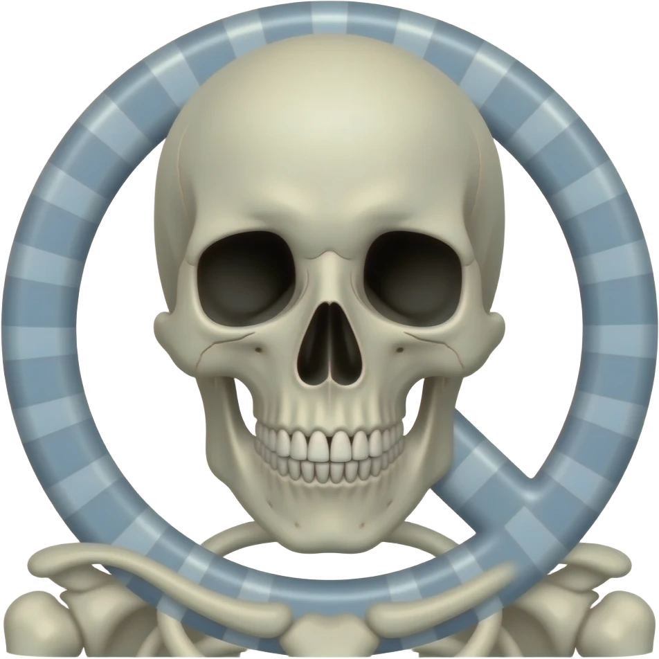 One skeleton head and shoulder with a circle and stripe symbol over it emoji