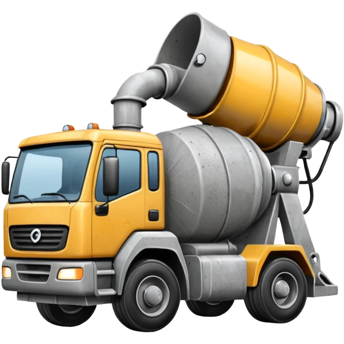 Generate an emoji where the concrete mixer delivers concrete to the disassembled concrete pump emoji