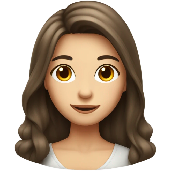 Beautiful girl, long hair, brunette, wink emoji