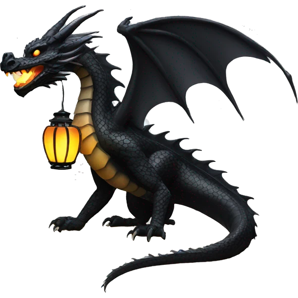 Black Dragon with lanterns on its tail emoji