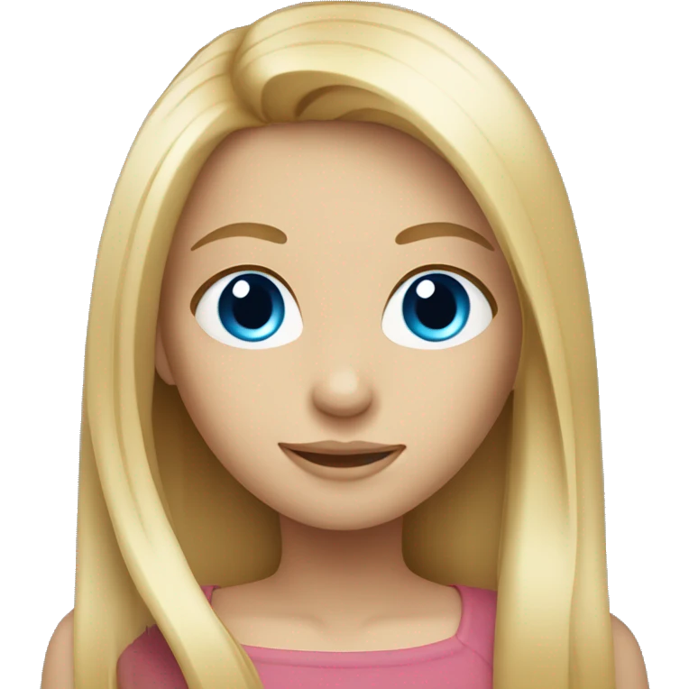 Blond girl with Long, straight hair and blue eyes emoji