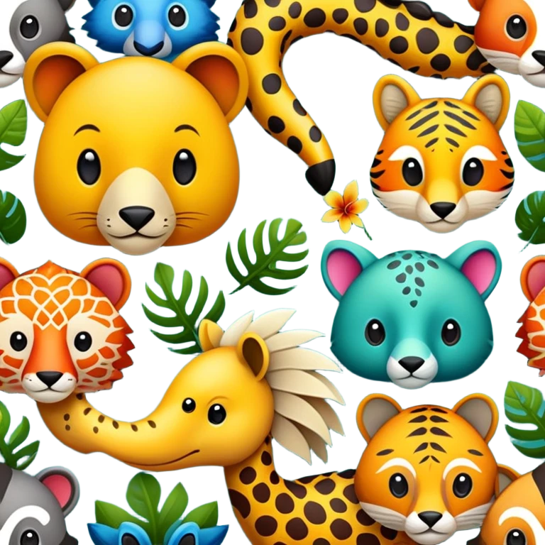 multiple exotic animals emoji