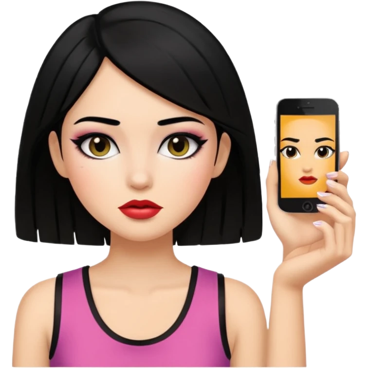 girl In Sleeveless, black hair, funky. emoji