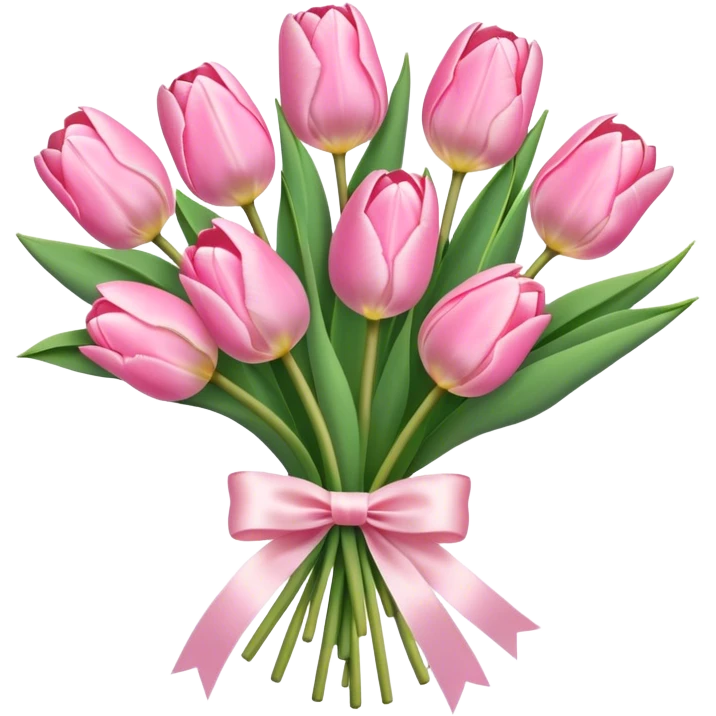 Pastel pink tulip bouquet with bow emoji