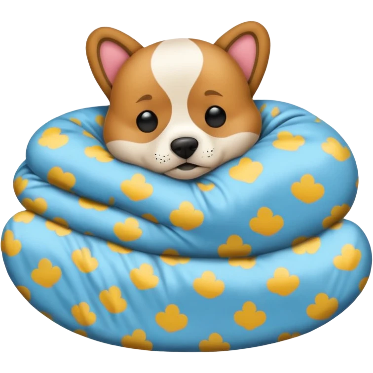 Quiero un emoji de un perro que esté durmiendo en su cama y tenga un pijama que pone ZZZ emoji